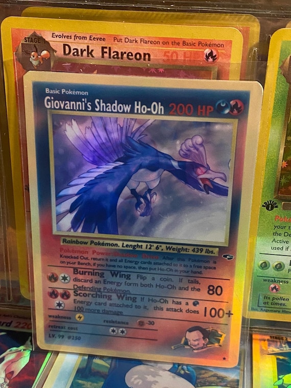 Giovanni's shadow ho-oh Gym Heroes revival Handmade Holo Proxy Card
