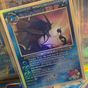 Cartão de Proxy Holo Feito à Mão Mega Gyarados Gym Heroes Revival de Gary