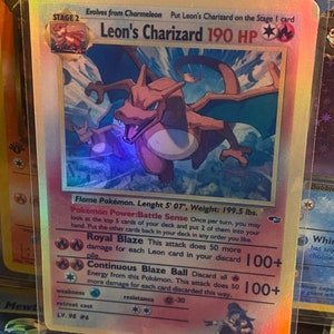 Cartão proxy Holo feito à mão do renascimento dos heróis do ginásio do charizard de Leon
