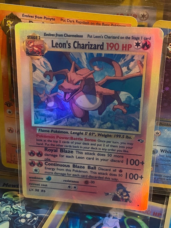 Leon's charizard Gym Heroes revival Handmade Holo Proxy Card