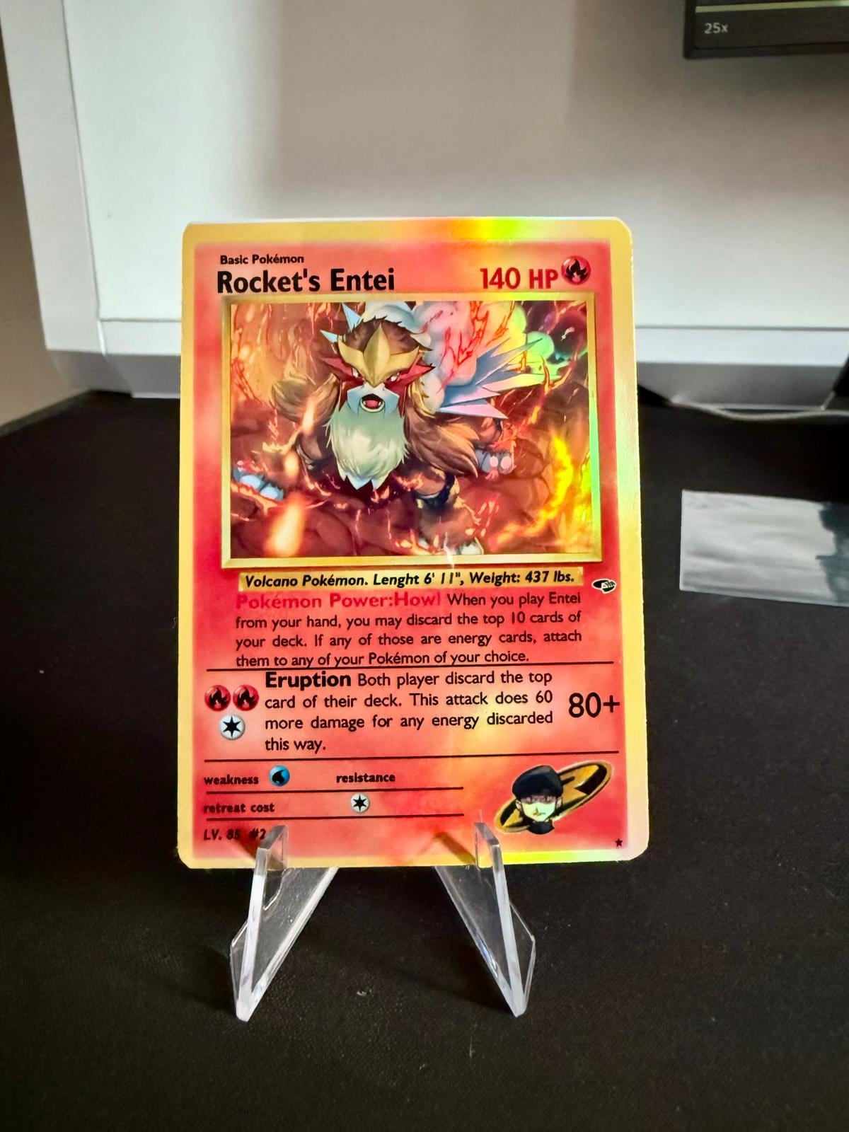 Rocket's Entei Gym Heroes Revival Handmade Holo Proxy Card - Etsy Hong Kong