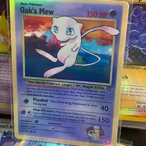 Cartão de Proxy Holo Feito à Mão Oak's Mew Gym Heroes Revival