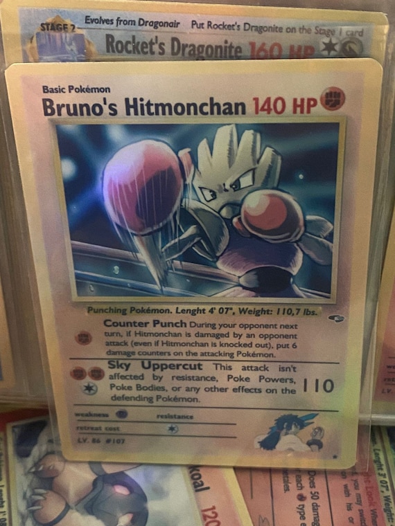 Bruno's hitmonchan Gym Heroes revival Handmade Holo Proxy Card