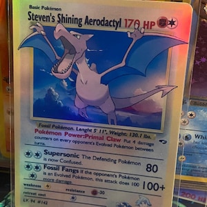 Cartão proxy Holo artesanal do renascimento dos heróis do ginásio aerodáctilo brilhante de Steven