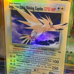 Imposter Oak's Shining Zapdos Gym Heroes Revival Cartão Proxy Holo Feito à Mão