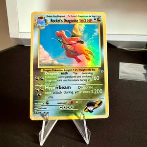 Cartão de Proxy Holo feito à mão do Rocket's Dragonite Gym Heroes