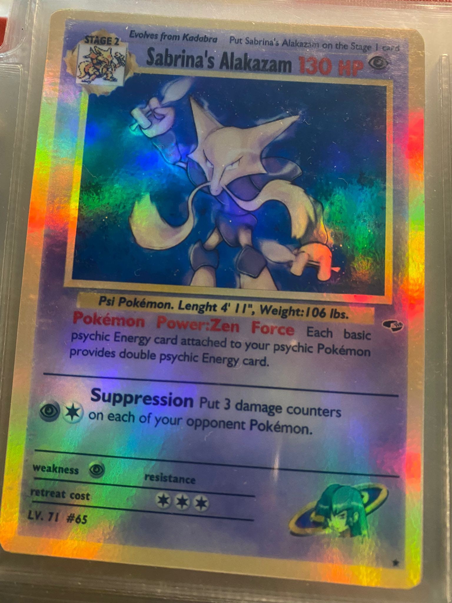 Sabrina's alakazam Gym Heroes revival Handmade Holo Proxy Card Sabrina's alakazam Gym Heroes revival Handmade Holo Proxy Card