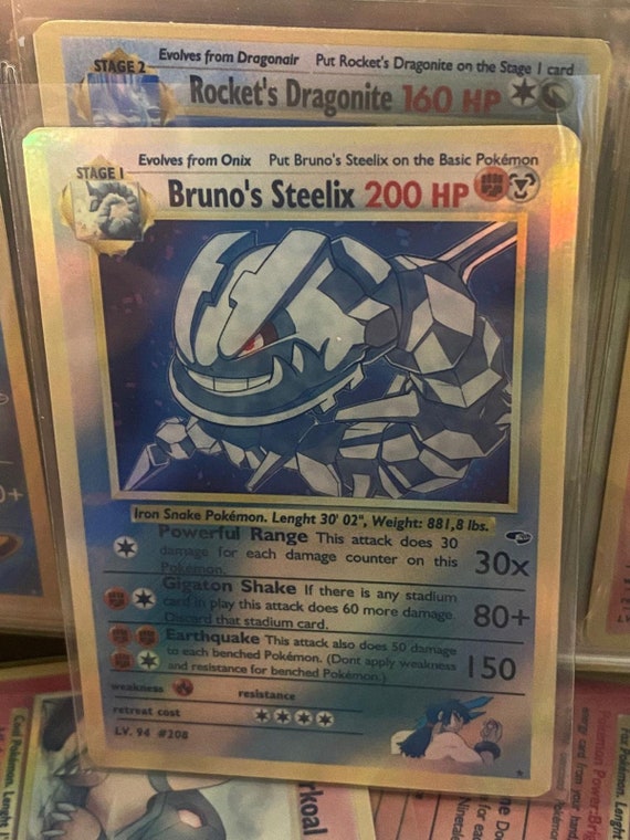 Bruno's alolan steelix Gym Heroes revival Handmade Holo Proxy Card Bruno's alolan steelix Gym Heroes revival Handmade Holo Proxy Card
