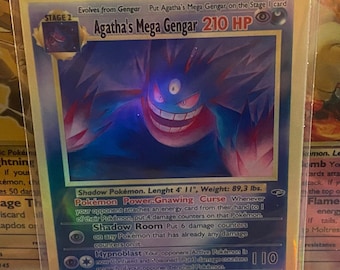 Mega Gengar da Agatha, revivendo os Heróis do Ginásio, Cartão Proxy Holo feito à mão
