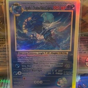Cartão proxy holo feito à mão do cavaleiro das sombras de Agatha, calyrex Gym Heroes revival