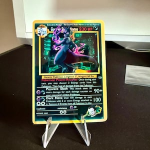 Cartão Holo Proxy feito à mão do renascimento dos Gym Heroes do mewtwo brilhante de Giovanni