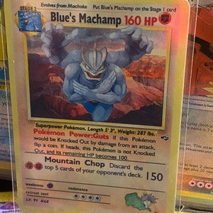 Cartão proxy Holo feito à mão do renascimento dos heróis do ginásio Blue's Machamp