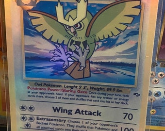 pokemon card noctowl Ash's Shining Noctowl Gym Heroes Revival Handmade Holo Proxy Card