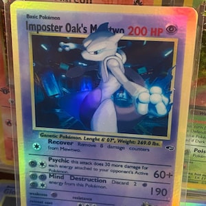 Cartão proxy Holo feito à mão do mewtwo Gym Heroes do Imposter Oak