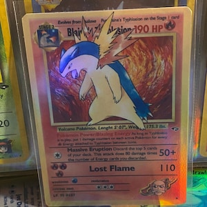 Cartão Proxy Holo feito à mão do renascimento dos Heróis do Ginásio de Typhlosion de Blaine