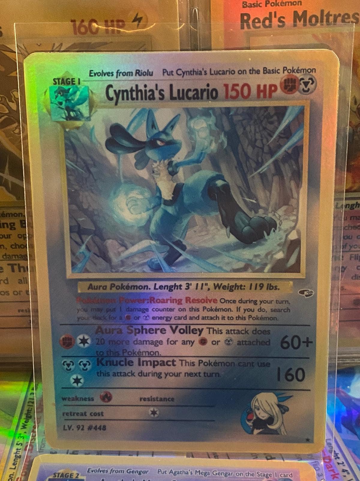 Mavin  Gold Mega Lucario GX EX Pokemon Card Shiny Full Art SV22 Custom  Metal Holo Promo