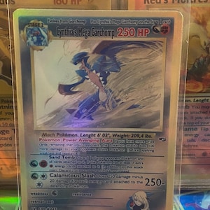 Mega garchomp de Cynthia Gym Heroes revival Cartão proxy Holo feito à mão