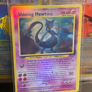 Shining mewtwo Gym Heroes revival Cartão proxy Holo feito à mão