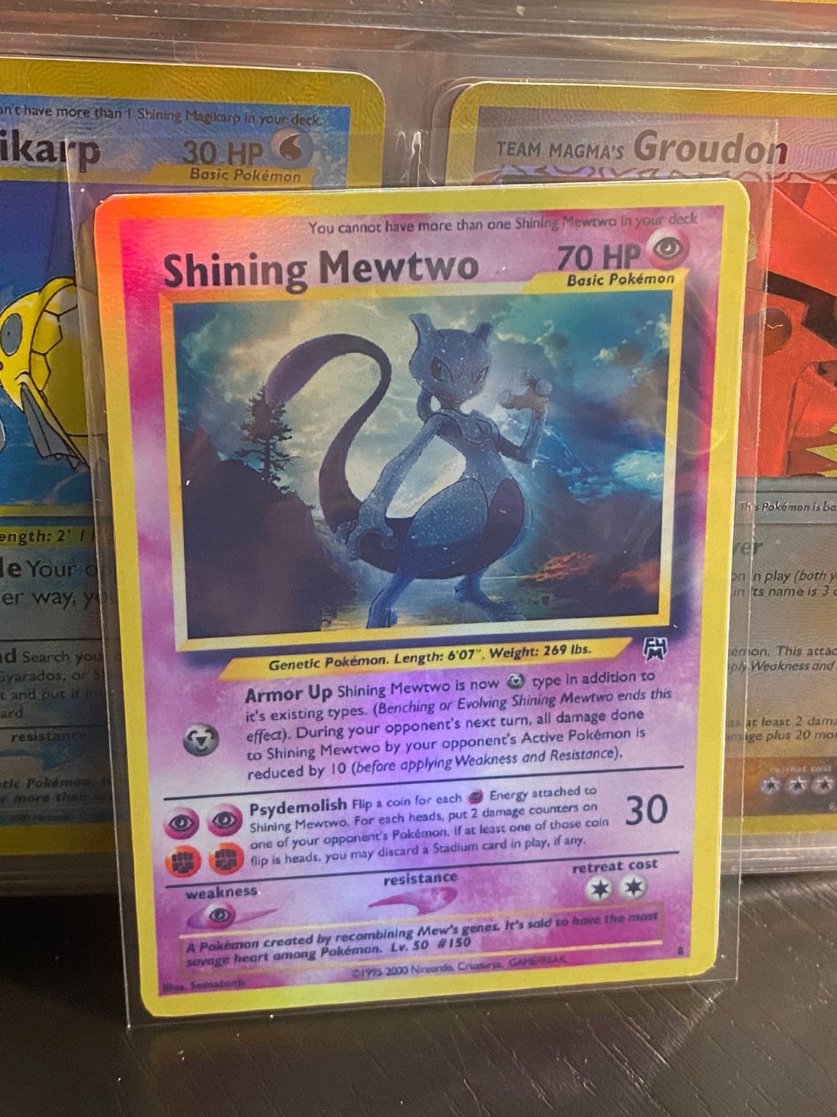 mewtwo pokemon card 70 hp (20) Colorless Retreat Cost Shining Mewtwo Gym Heroes Revival