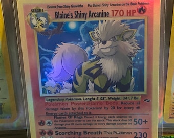 Blaine's Shiny Arcanine Gym Heroes Revival Handmade Holo Proxy Card - Etsy