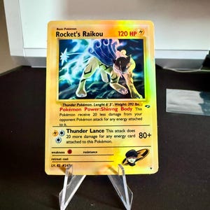 Cartão de Proxy Holo Feito à Mão Rocket's Raikou Gym Heroes Revival