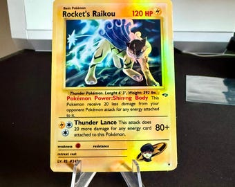 Rocket's raikou Gym Heroes revival Handmade Holo Proxy Card