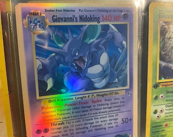 Giovanni’s nidoking Gym Heroes revival Handmade Holo Proxy Card