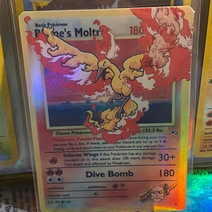 Cartão Proxy Holo feito à mão do Blaine's Moltres Gym Heroes Revival