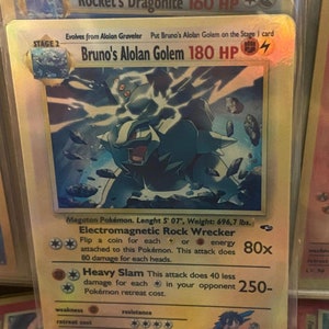 Cartão proxy Holo feito à mão do revival do Gym Heroes do golem de Alola de Bruno