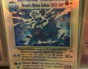 golem pokemon card Bruno's Alolan Gym Heroes Revival Handmade Holo Proxy [1FFF] Avalanche (60) [FFFF] Selfdestruct (100) Does 20 damage to each Pokemon on each players Bench 1999 Pokemon Fossil 1st Edition