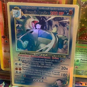 Cartão de Proxy Holo Feito à Mão de Ginásio Tyranitar Heroes Revival de Giovanni