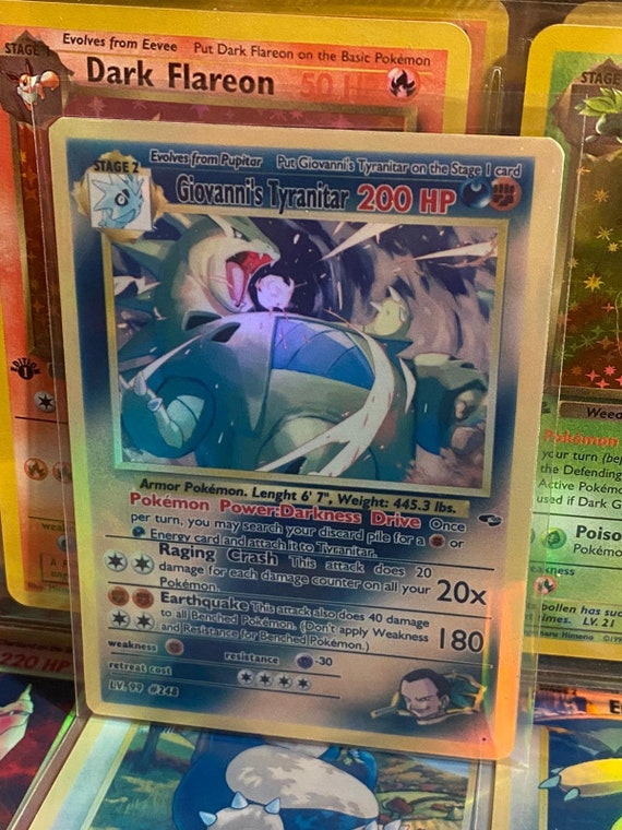 Giovanni's Tyranitar Gym Heroes Revival Handmade Holo Proxy Card - Etsy