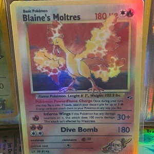Blaine's moltres Gym Heroes revival Cartão proxy Holo feito à mão