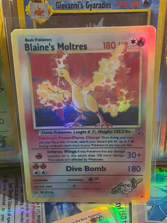 Blaine's moltres Gym Heroes revival Handmade Holo Proxy Card