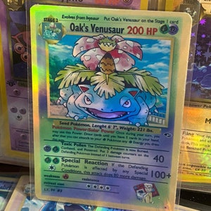 Cartão de Proxy Holo Feito à Mão Venusaur Gym Heroes Revival de Oak