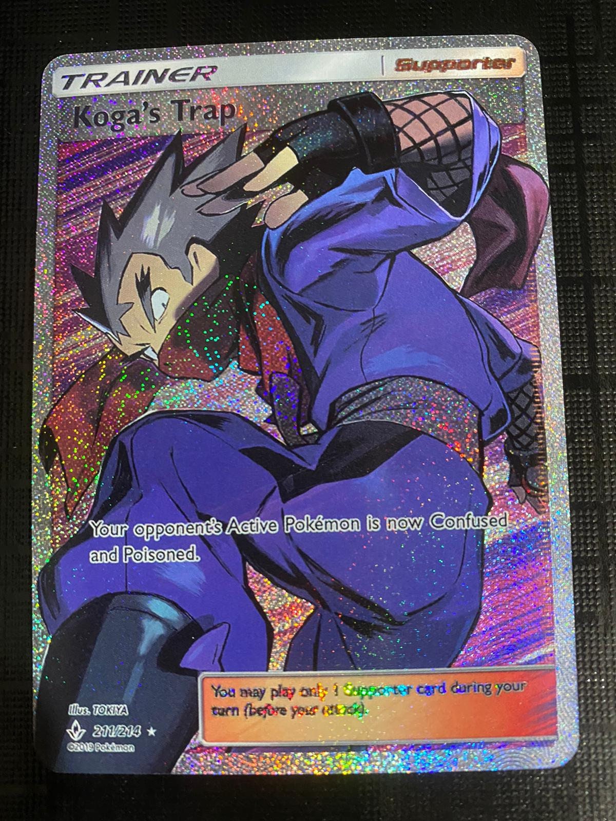 Koga’s trap trainer Vstar sword & shield GX EX M MEGA Pokemon Orica Custom Card Shadow vMax Gigantamax Dynamax Tag Team V Charizard