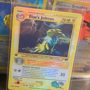 Blue’s jolteon Gym Heroes revival Carte proxy Holo faite à la main