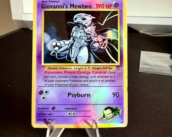 Giovanni&#39;s mewtwo Gym Heroes revival Handmade Holo Proxy Card
