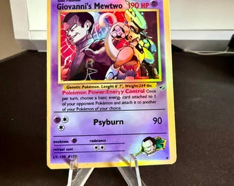 Giovanni's mewtwo Gym Heroes revival Handmade Holo Proxy Card