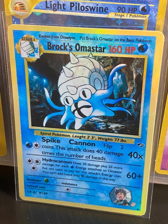 Brock's Omastar Gym Heroes Revival Handmade Holo Proxy Card - Etsy Brock's Omastar Gym Heroes Revival Handmade Holo Proxy Card - Etsy