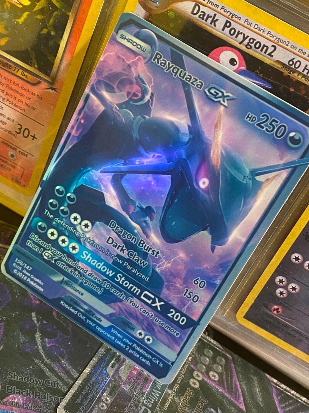 Shiny Mewtwo & Rayquaza Tag Team GX Custom Made 