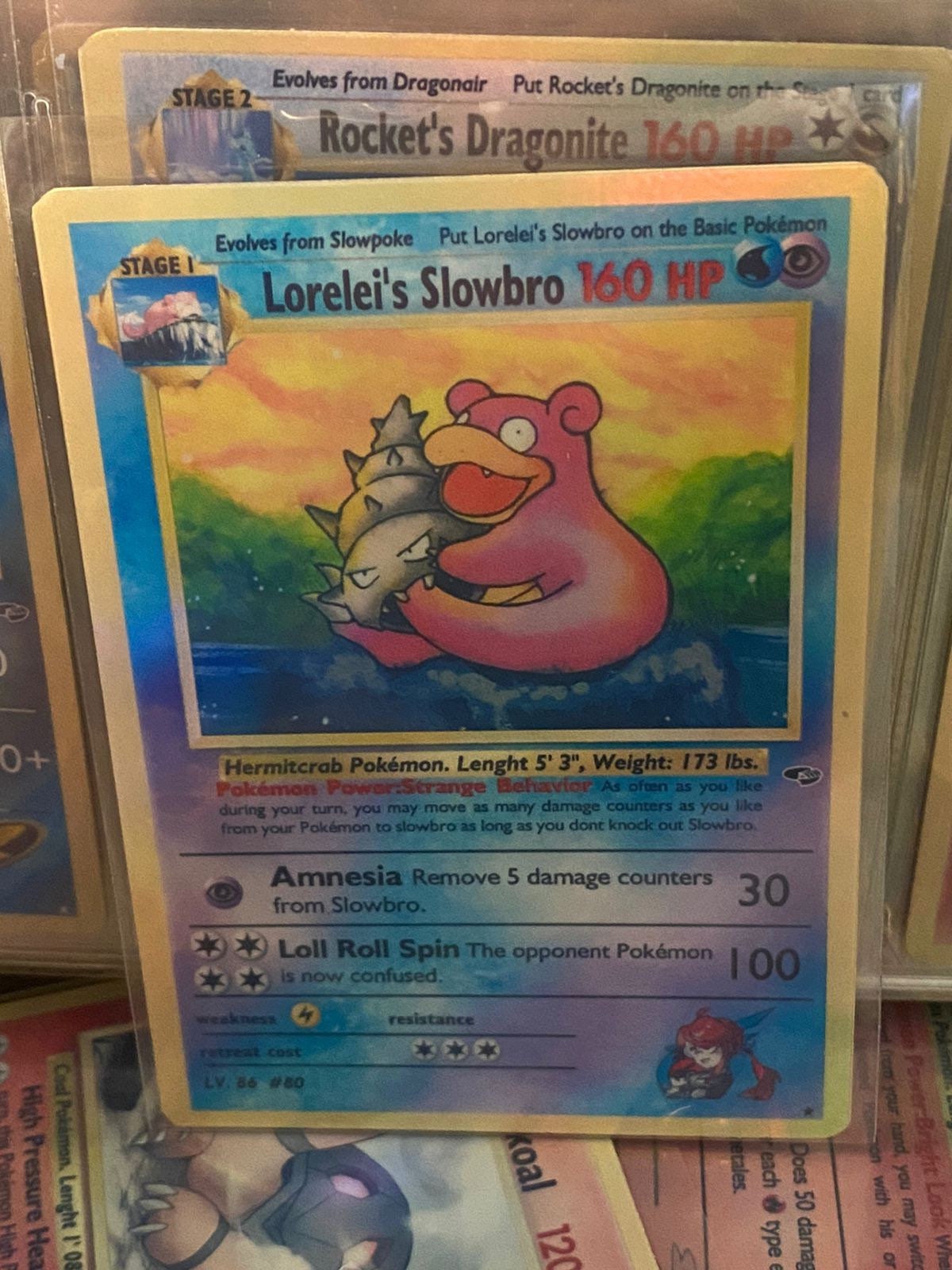 Lorelei's slowbro Gym Heroes revival Handmade Holo Proxy Card