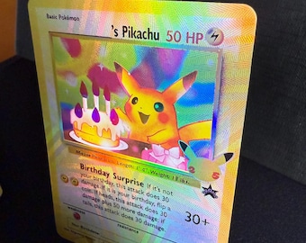 Pikachu Birthday Surprise Orica Pokmon Gx Vstar Vmax Handmade Holo Proxy  Card - Etsy