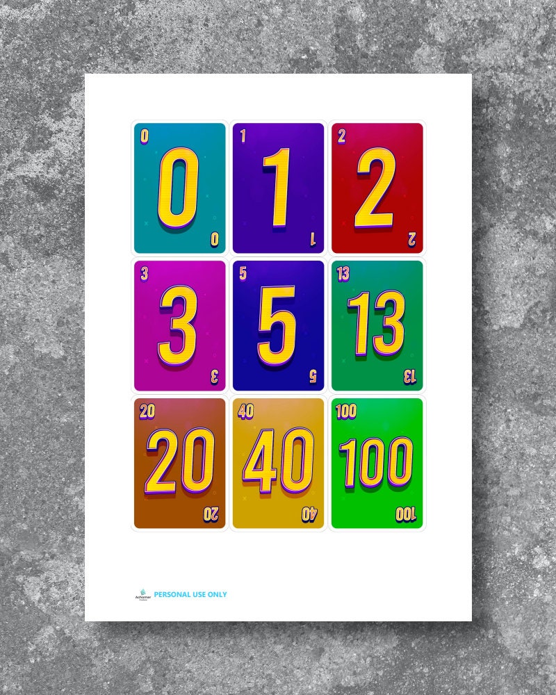 Planning Poker Card Set - Agile Development Tools - SCRUM - Printable ...