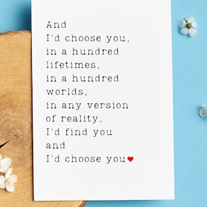 Humour romantique|Carte d'amour pour lui|Elle, Saint-Valentin|Anniversaire|Anniversaire|Juste parce que|Je pense à vousCarte de voeux, et je vous choisirais