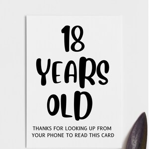Lustige 18. Grußkarte, Lustige 18. Grußkarte, Lustiges 18. Geschenk, 18 Jahre alt Danke, dass Sie von Ihrem Telefon aus nach oben gesucht haben, um diese Karte zu lesen
