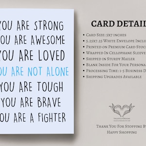 Carte de voeux de sensibilisation au cancer, Encouragements| Motivation| Carte édifiante pour un ami, je pense à vous, vous n'êtes pas seul