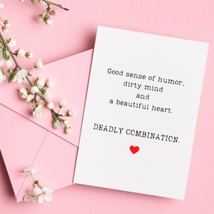 Cartão romântico, presente de amor para ele | Ela, Dia dos namorados | Dia mais doce, bom senso de humor, mente suja, uma mente brilhante, cartão de felicitações 5x7