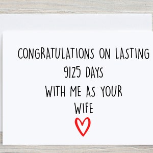 Cartão engraçado/humorístico de 25º aniversário, 9125 dias de casados/juntos, cartão de felicitações para ele, cartão romântico para marido/namorado