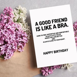 Lustige BFF Bday Karte für Mitarbeiter | Friend, 5x7 Grußkarte, HPBD, A guter Freund ist wie ein BH immer in der Nähe Ihres Herzens